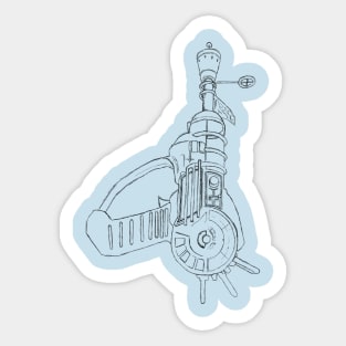 Zombie Ray Gun Blueprint Light Blue Sticker